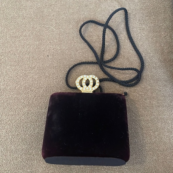 Source Unknown Handbags - Super cute hard shell shoulder bag clutch purse velvet dark purple
